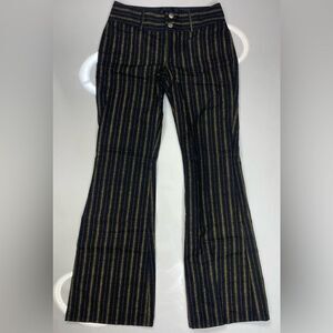 Alice + Olivia Stripped Flare Pants Women Size 2 Black Gold